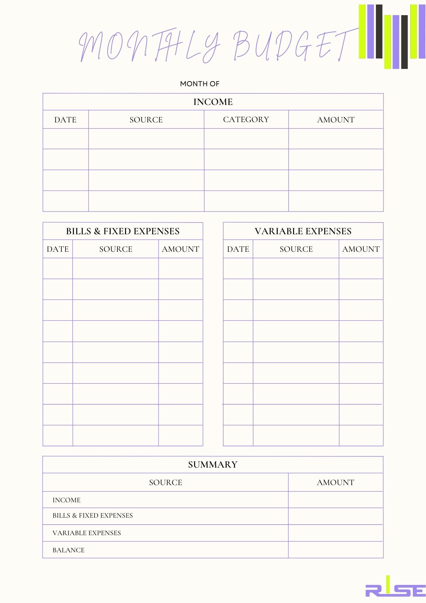 RISE Goal Setting Planner and Tracker with Journal!